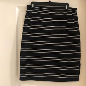 Black and White Striped Pencil Skirt
